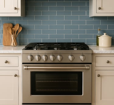 gas range in a kitchen