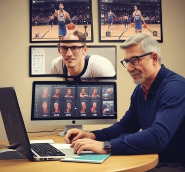 a man riding a skateboard down a street next to tall buildings