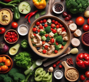 A vibrant display of fresh fruits and vegetables symbolizing healthy nutrition.