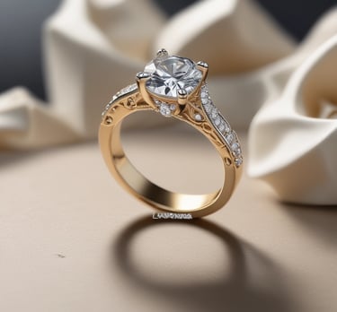 A close-up of a sparkling diamond ring resting on a sleek black velvet cushion, highlighting its flawless cut and clarity.