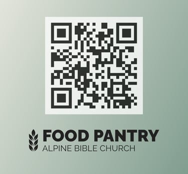 QR Code for donating to Food Pantry for Alpine Bible Church, Lehi, UT