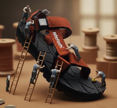 ilustrasi orang naik tangga di sandal gunung Sabertooth tipe Magellan