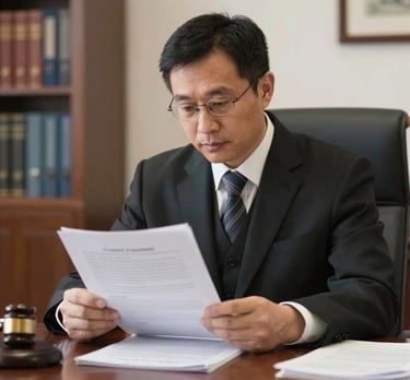 Serious professionals investigating reports with modern technology in a corporate setting.