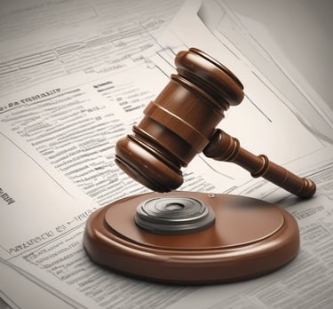 A courtroom setting with a judge and lawyers.