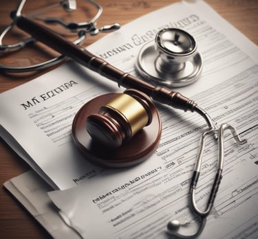 A courtroom setting with a judge and lawyers.