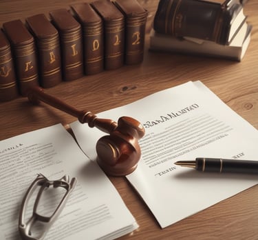 A courtroom setting with a judge and lawyers.