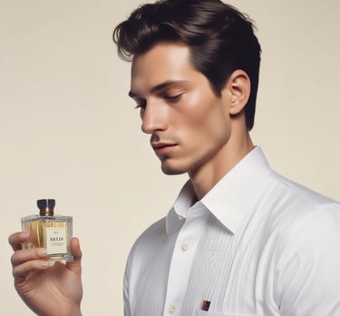 A vibrant display of personalized perfume bottles with custom labels and colorful backgrounds.