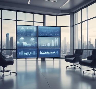 Professional business team analyzing logistics data in a modern office setting