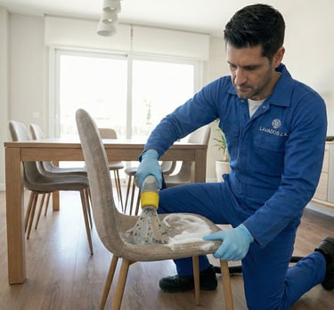 Lavado de silla de comedor gris en Bogota D.C..