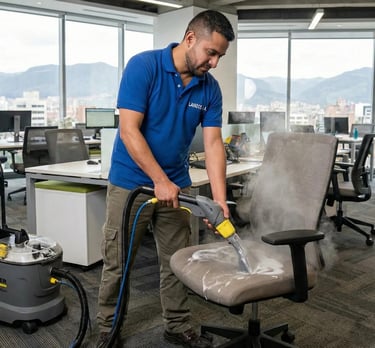 tecnico lavando de sillas de oficina en ibague