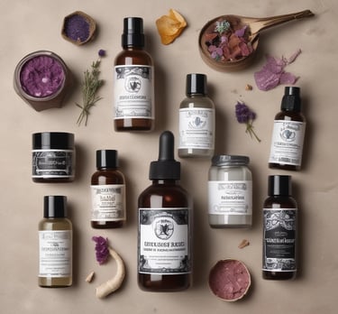 A beautifully arranged display of crystal-infused cosmetics showcasing vibrant colors.