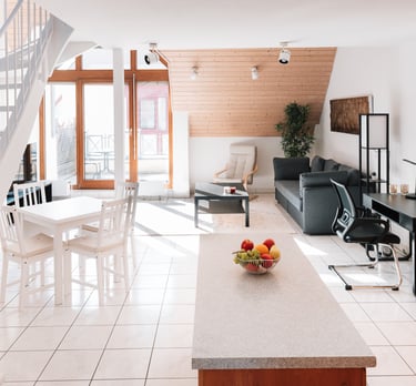 Living area of the serviced apartment near the Stuttgart Trade Fair and Airport
