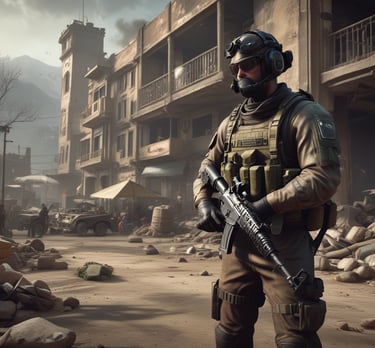 A dynamic Call of Duty Verdansk map design with players strategizing in a warzone environment