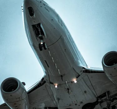 zoom of airplane from botom