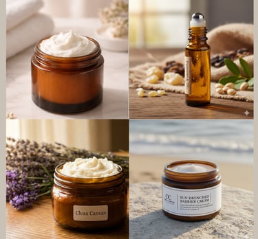 collage of skincare products