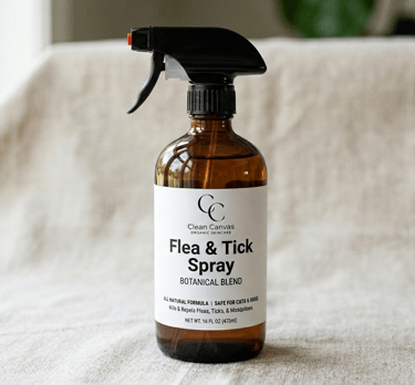 Spray bottle of flea & tick spray for pets