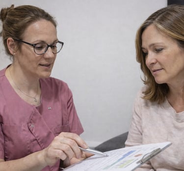 Emmanuelle Lossec Kinésithérapeute explique le déroulement de la séance du traitement des vertiges