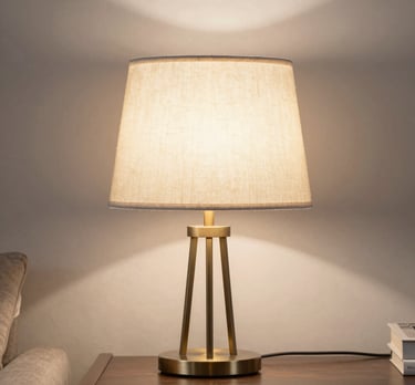 Cozy living room corner illuminated by warm hexagonal LED lights casting soft shadows on neutral-toned walls.