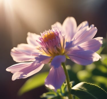 A serene natural healing scene with soft sunlight filtering through green leaves