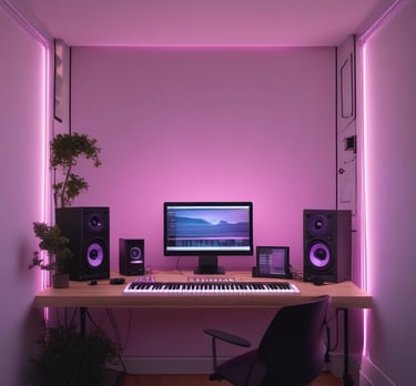 Photo d'un home studio générée par l'IA.