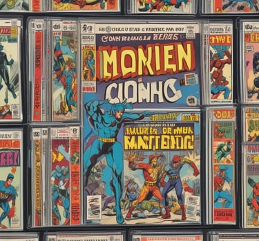 A graded comic book encased in a protective slab, illuminated by warm golden light.