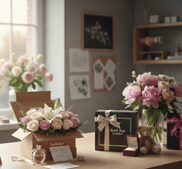 Cajas de regalo florales elegantes rellenas de rosas