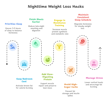 visual showing nighttime weight loss hacks