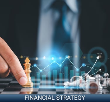 The movement of King towards a winning position in the financial race denotes Finanacial Strategy