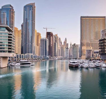 Dubai skyline at sunrise representing sustainable growth and long-term value in real estate investment.