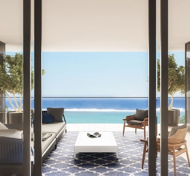 Ultra-prime Dubai Harbour Seapoint Penthouse with private beach and Marina skyline views.