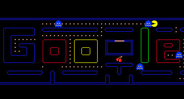 Immagine del gameplay di Pac-Man giocabile da Google.