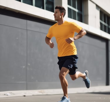 A dynamic image of a runner sprinting on a track.