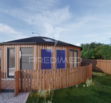 Desenho 3D de projeto de casas giratórias