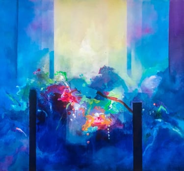 pintura abstracta en tonos azules principalmente 2024