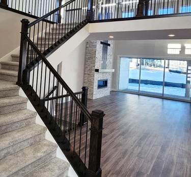 a staircase leading to a second floor level