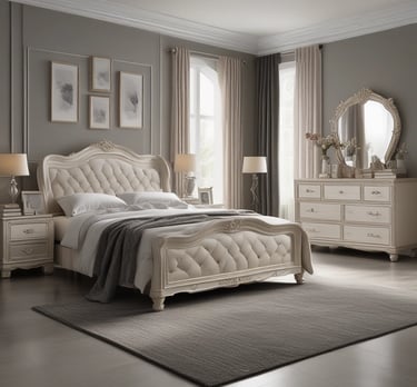 a bedroom with a bed and a rug