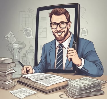 The image features a window display with bold, handwritten text reading 'PAY YOUR TAX NOW HERE!' A vintage car is visible in the reflective glass, along with a partial shadow or silhouette of a person. The background shows a street scene with a building.