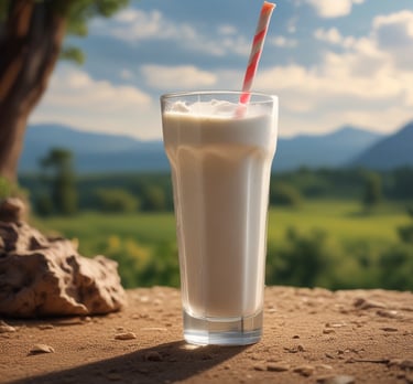 A container of protein powder with a white label displaying the word 'PROTEIN' and an icon of a flexed arm. The container has a black lid and is placed on a flat surface. In front of it, there is a scoop partially filled with the powder, some of which is spilled on the surface.