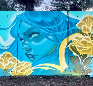 Sacred Bloom - Mural en Barcelona, street art, arte urbano por Ona Salvador