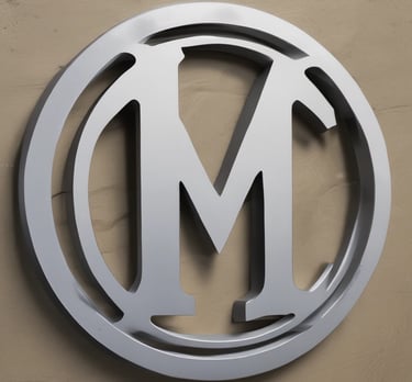 A metal sign with the letters oriented vertically against a clear blue sky. The letters appear to be arranged in an industrial style, attached to tall poles, suggesting a retro or vintage aesthetic.