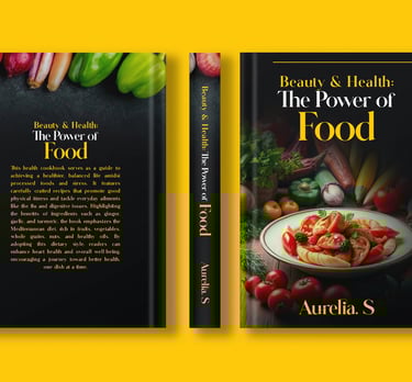 a book cover with a plate of food