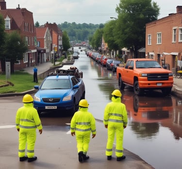 A large wind turbine stands prominently against a clear blue sky, situated on a lush green field. Its blades are positioned to capture wind energy efficiently.