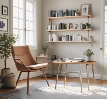 a chair and a table in a room