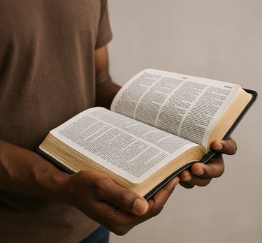 a man holding an open book