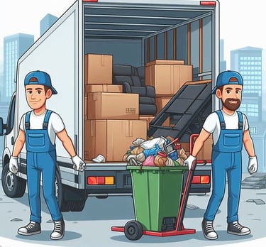 two men in overalls and overalls are standing in front of a truck with