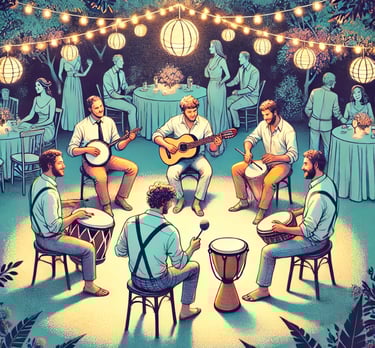 Roda de samba durante o coquetel de um casamento