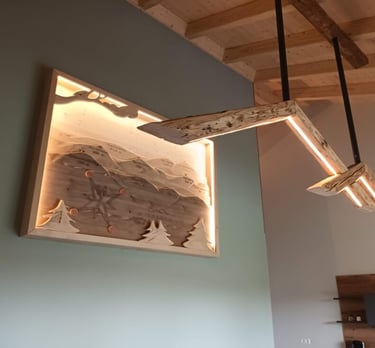 Diorama des Erzgebirges: Holz-Wandbild mit indirekter LED-Beleuchtung