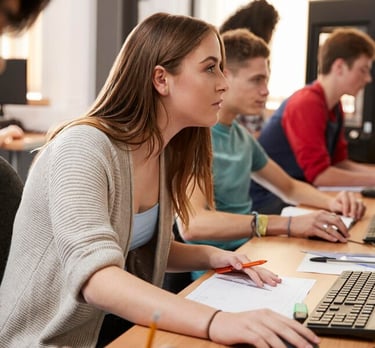 students sitting an online GMAT test