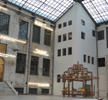Installation view from PORTALS exhibition in former Public Tobacco Factory (NEON)