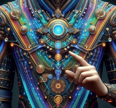 Future holographic vest used for healing and support.